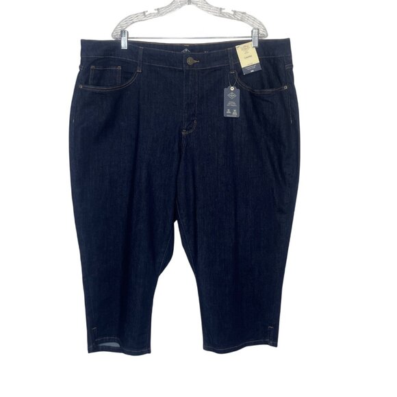 St Johns Bay Capri Jeans Womens 26W Dark Wash Mid Rise New - Picture 1 of 14